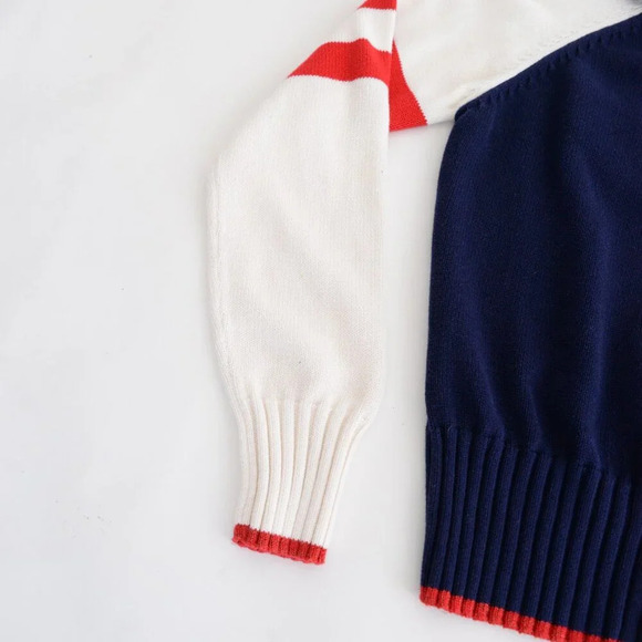 Vintage Route 66 Navy Red Knit Patriotic America 1776 100% Cotton Zip Sweater M - Picture 8 of 11